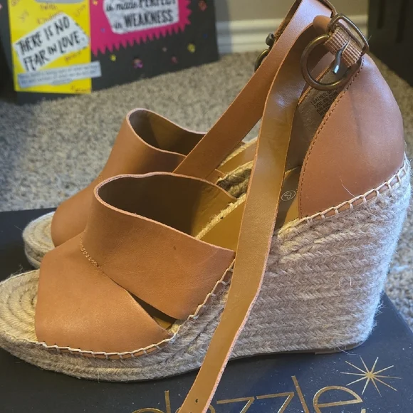 Treasure & Bond Brown Leather Wedge Sandals - Picture 2 of 5